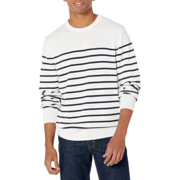 imageAmazon Essentials Mens Crewneck Sweater Available in Big ampamp TallNavy White Placed Stripe