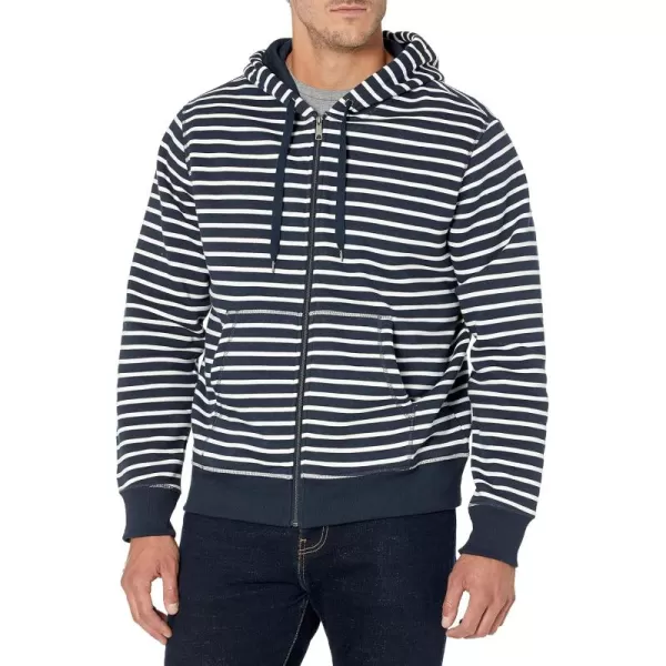 imageAmazon Essentials Mens FullZip Fleece Hoodie Available in Big ampamp TallNavy White Stripe