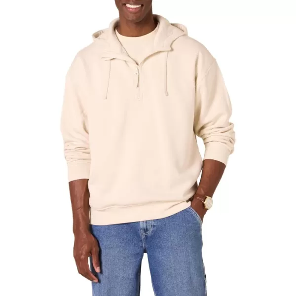 imageAmazon Essentials Mens QuarterZip OversizedFit Hoodie SweatshirtLight Beige