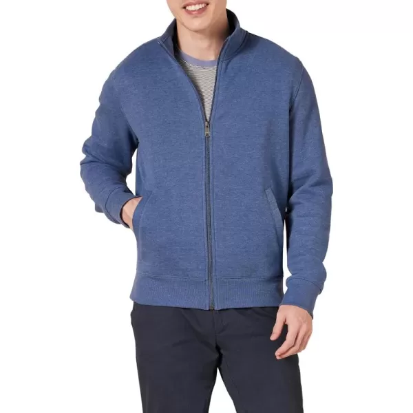 imageAmazon Essentials Mens Sweatshirt Mock Neck Fleece Zip UpBlue Heather