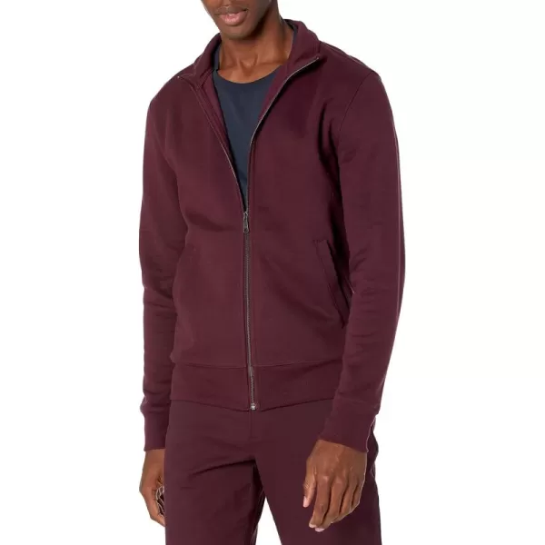 imageAmazon Essentials Mens Sweatshirt Mock Neck Fleece Zip UpBurgundy