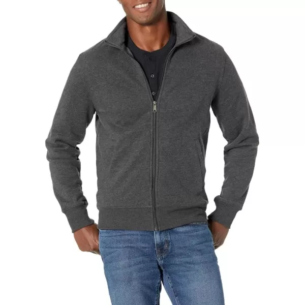 imageAmazon Essentials Mens Sweatshirt Mock Neck Fleece Zip UpCharcoal Heather