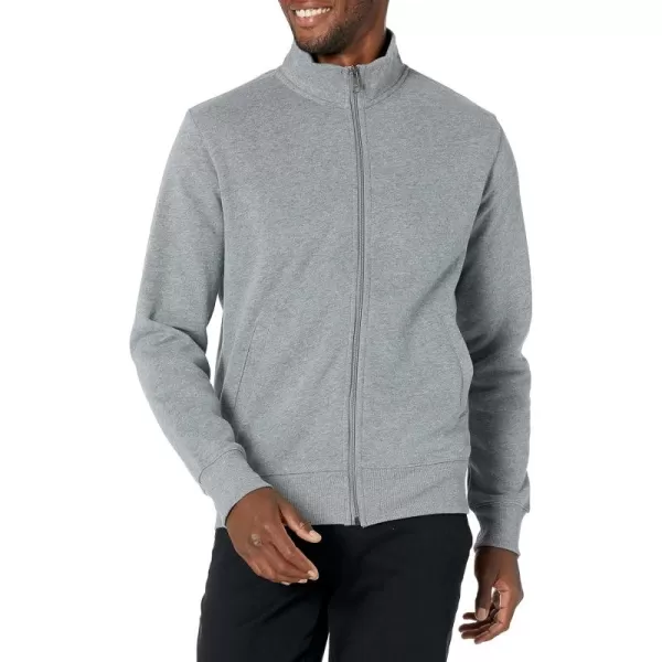 imageAmazon Essentials Mens Sweatshirt Mock Neck Fleece Zip UpLight Grey Heather