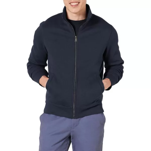 imageAmazon Essentials Mens Sweatshirt Mock Neck Fleece Zip UpNavy