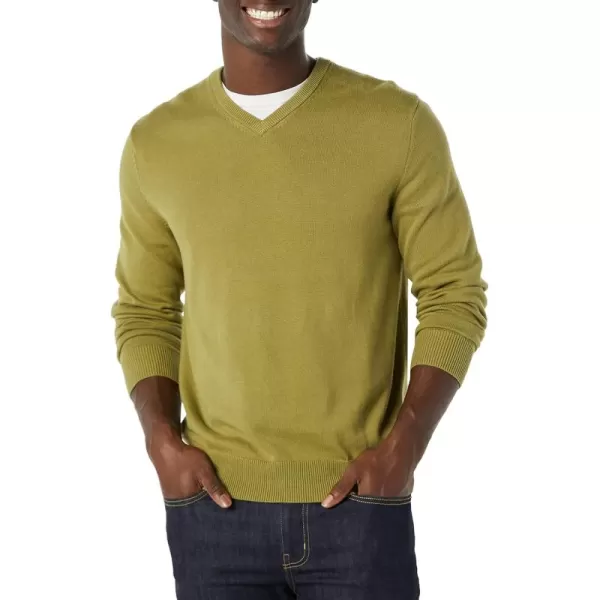 imageAmazon Essentials Mens VNeck Sweater Available in Big ampamp TallGolden Olive