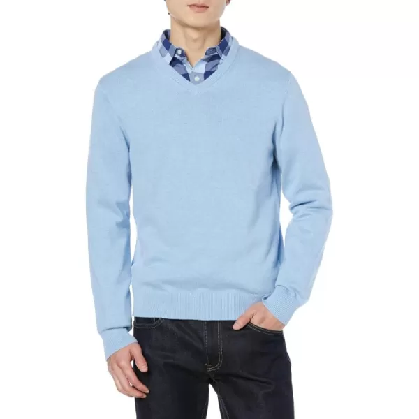 imageAmazon Essentials Mens VNeck Sweater Available in Big ampamp TallLight Blue Heather