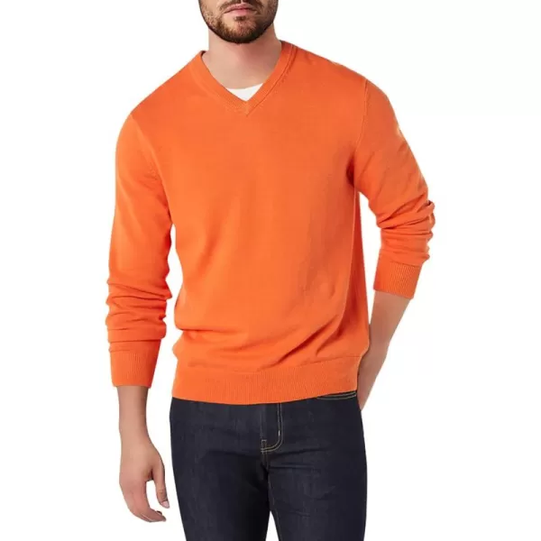 imageAmazon Essentials Mens VNeck Sweater Available in Big ampamp TallOrange