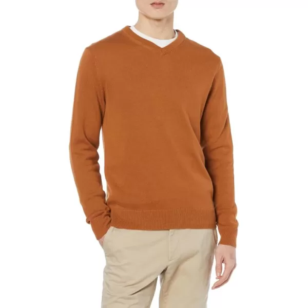 imageAmazon Essentials Mens VNeck Sweater Available in Big ampamp TallRust