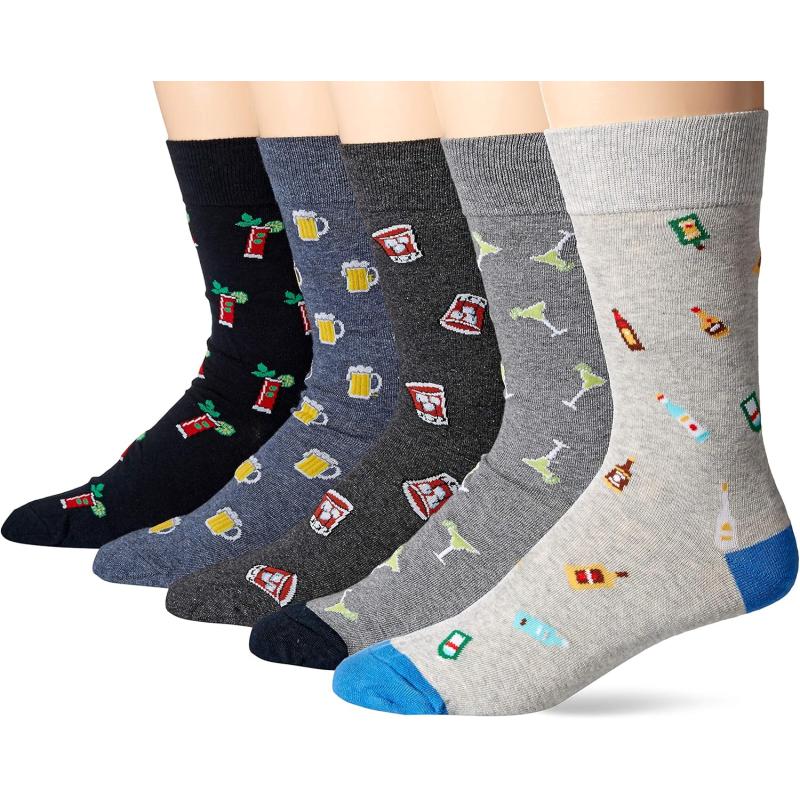 imageAmazon Essentials Mens Patterned Socks 5 PairsParty