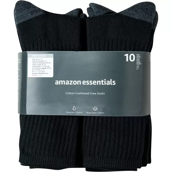 imageAmazon Essentials Athletic Crew Socks for Men Comfortable Cotton Cushioned 10 PairsBlack