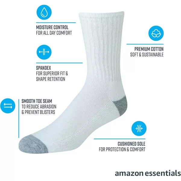 imageAmazon Essentials Athletic Crew Socks for Men Comfortable Cotton Cushioned 10 PairsWhite