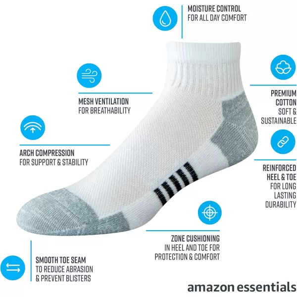 imageAmazon Essentials Cotton Ankle Socks  Breathable Cushioned Comfortable ampamp Durable 6 PairsGreyWhite