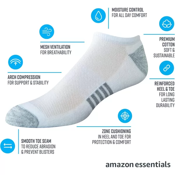 imageAmazon Essentials Cotton Socks for Men Performance Cushioned No Show Breathable Athletic 6 PairsBlackWhite Marl