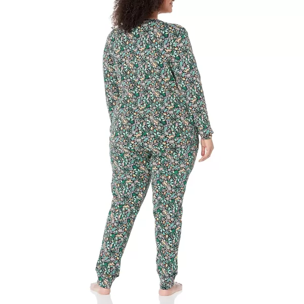 imageAmazon Essentials Cute Pajama Sets for Women SnugFit Cotton Sleepwear Available in Plus SizeBlack Folkloric