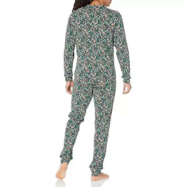 imageAmazon Essentials Cute Pajama Sets for Women SnugFit Cotton Sleepwear Available in Plus SizeBlack Folkloric