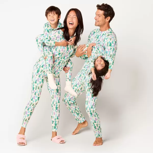 imageAmazon Essentials Cute Pajama Sets for Women SnugFit Cotton Sleepwear Available in Plus SizeEcru Festive Tree