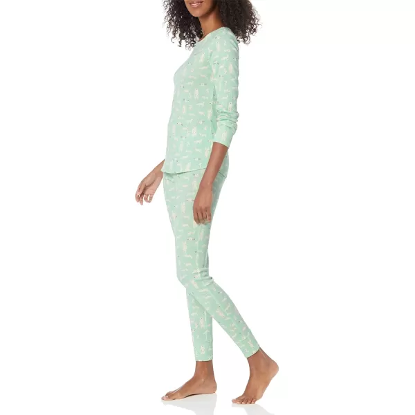 imageAmazon Essentials Cute Pajama Sets for Women SnugFit Cotton Sleepwear Available in Plus SizeMint Green Forest Animals