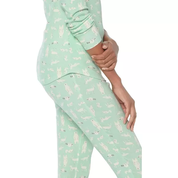 imageAmazon Essentials Cute Pajama Sets for Women SnugFit Cotton Sleepwear Available in Plus SizeMint Green Forest Animals