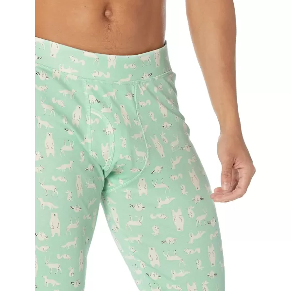 imageAmazon Essentials Cute Pajama Sets for Women SnugFit Cotton Sleepwear Available in Plus SizeMint Green Forest Animals