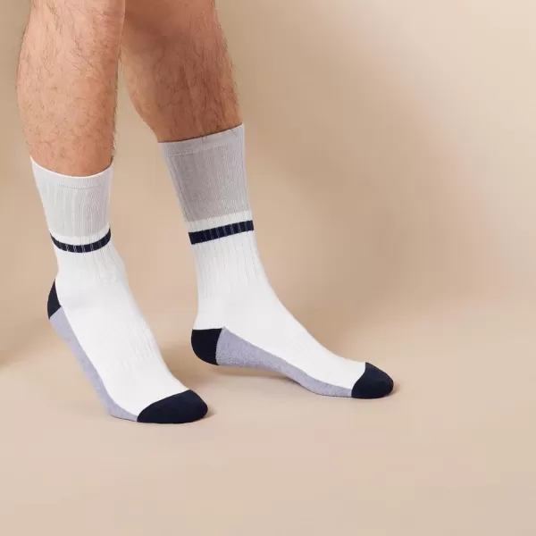 imageAmazon Essentials Mens Colorblock Crew Sock 6 PairsGreyNavyWhite