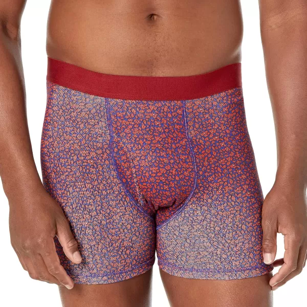 imageAmazon Essentials Mens Comfortable Cotton TagFree Boxer Brief Pack of 5Dark Blue FloralGrey HeatherLight Pink Diamond PrintNavyRed