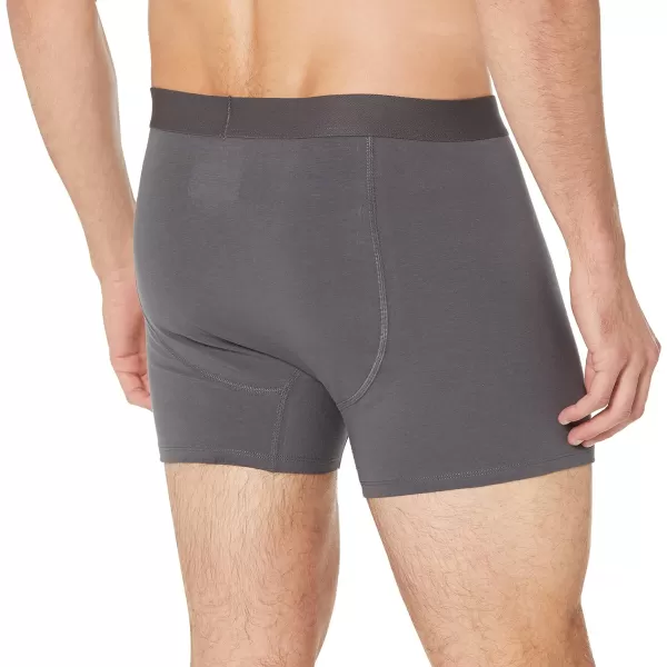 imageAmazon Essentials Mens Cotton Jersey Boxer Brief Underwear Available in Big ampamp Tall Pack of 5CharcoalDark GreyGrey Heather