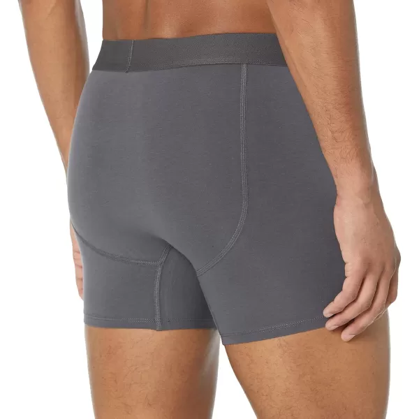 imageAmazon Essentials Mens Cotton Jersey Boxer Brief Underwear Available in Big ampamp Tall Pack of 5CharcoalDark GreyGrey Heather