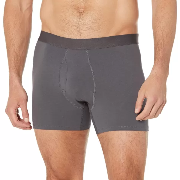 imageAmazon Essentials Mens Cotton Jersey Boxer Brief Underwear Available in Big ampamp Tall Pack of 5CharcoalDark GreyGrey Heather