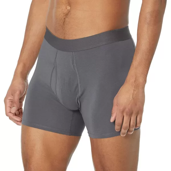 imageAmazon Essentials Mens Cotton Jersey Boxer Brief Underwear Available in Big ampamp Tall Pack of 5CharcoalDark GreyGrey Heather
