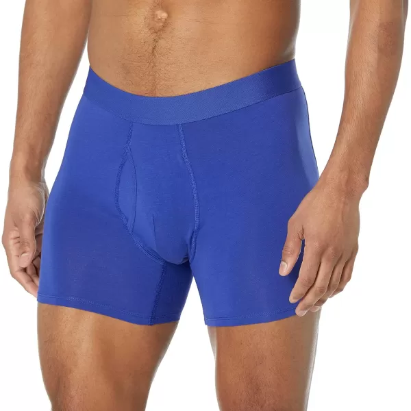 imageAmazon Essentials Mens Cotton Jersey Boxer Brief Underwear Available in Big ampamp Tall Pack of 5Royal BlueMixed Print