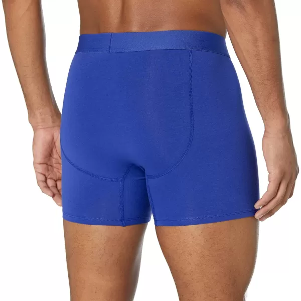 imageAmazon Essentials Mens Cotton Jersey Boxer Brief Underwear Available in Big ampamp Tall Pack of 5Royal BlueMixed Print