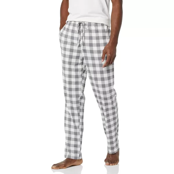 imageAmazon Essentials Mens Cotton Knit Pajama PantGrey Buffalo Check