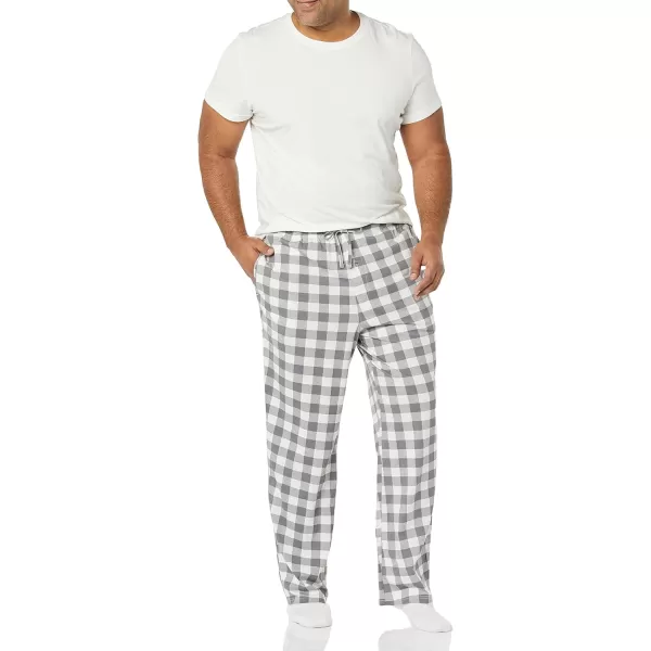 imageAmazon Essentials Mens Cotton Knit Pajama PantGrey Buffalo Check