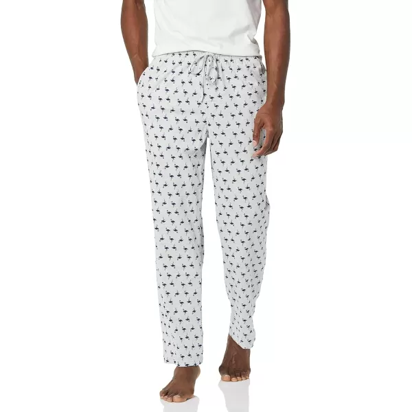 imageAmazon Essentials Mens Cotton Knit Pajama PantLight Grey Flamingo