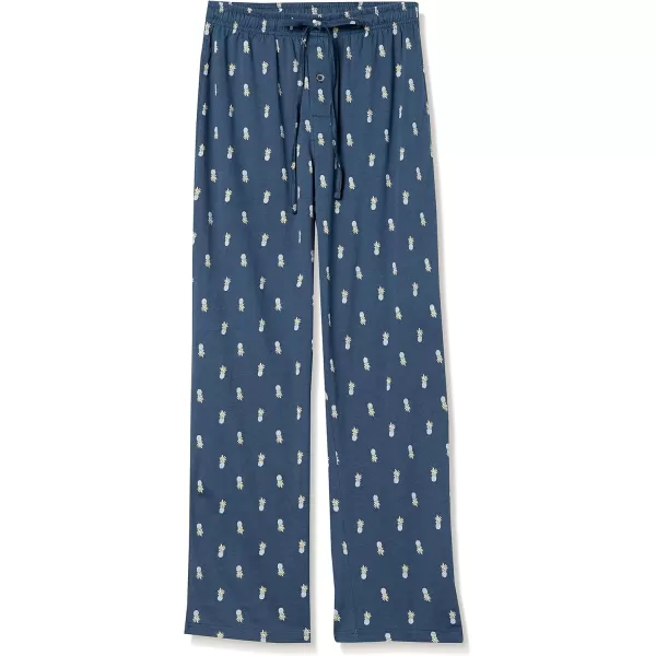 imageAmazon Essentials Mens Cotton Knit Pajama PantNavy Pineapple