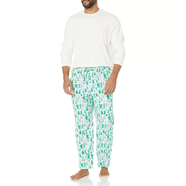 imageAmazon Essentials Mens Flannel Pajama Pant Available in Big ampamp TallEcru Festive Tree