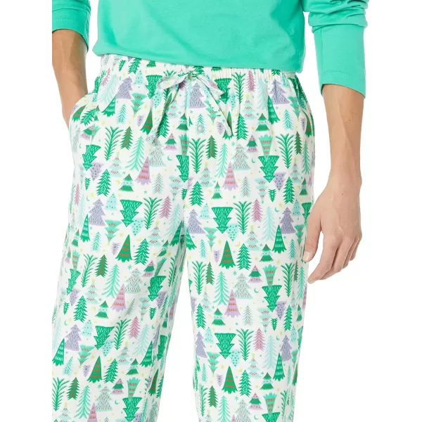 imageAmazon Essentials Mens Flannel Pajama Pant Available in Big ampamp TallEcru Festive Tree