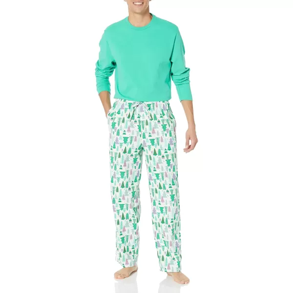 imageAmazon Essentials Mens Flannel Pajama Pant Available in Big ampamp TallEcru Festive Tree