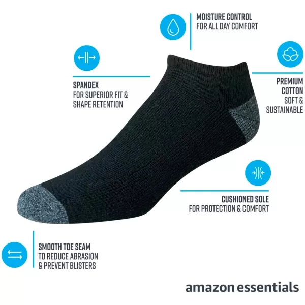 imageAmazon Essentials Mens Performance Cotton Cushioned Breathable Athletic NoShow Sports Socks 10 PairsBlack