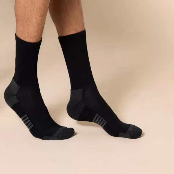 imageAmazon Essentials Mens Performance Cotton Socks  6 Pairs Athletic Crew BreathableBlack
