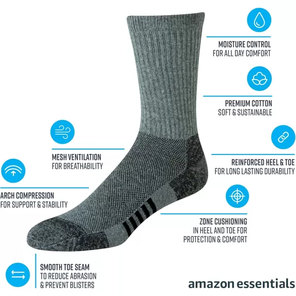 imageAmazon Essentials Mens Performance Cotton Socks  6 Pairs Athletic Crew BreathableGrey