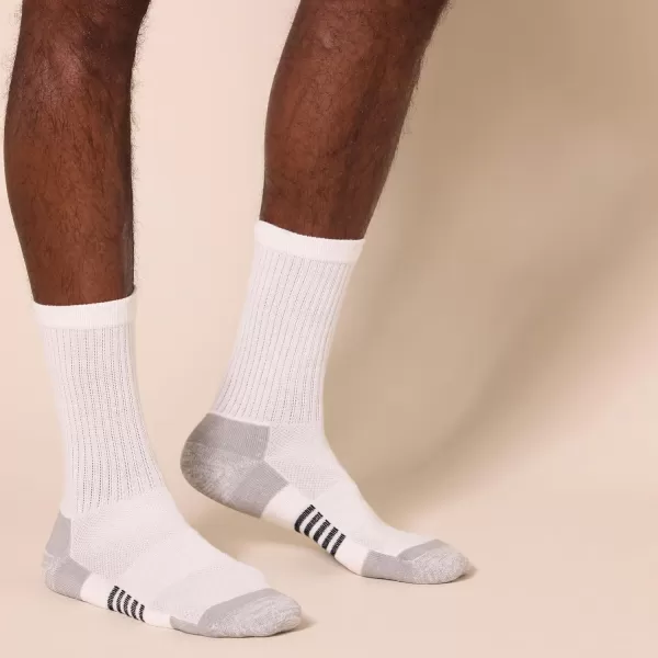 imageAmazon Essentials Mens Performance Cotton Socks  6 Pairs Athletic Crew BreathableGreyWhite