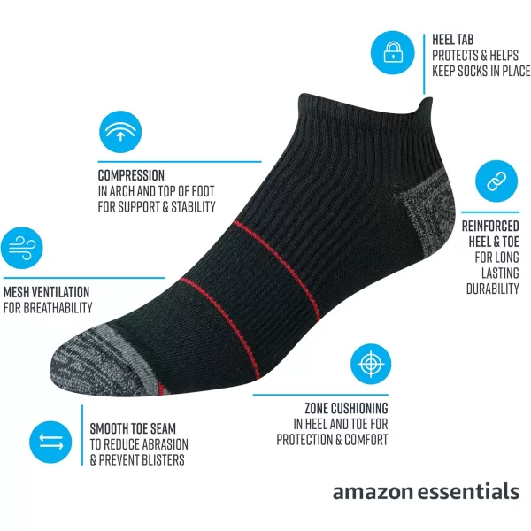 imageAmazon Essentials Mens Performance Zone Comfortable Cushion Athletic Tab Socks 6 PairsBlack