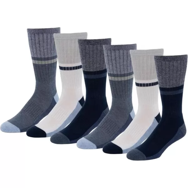 imageAmazon Essentials Mens Colorblock Crew Sock 6 PairsGreyNavyWhite