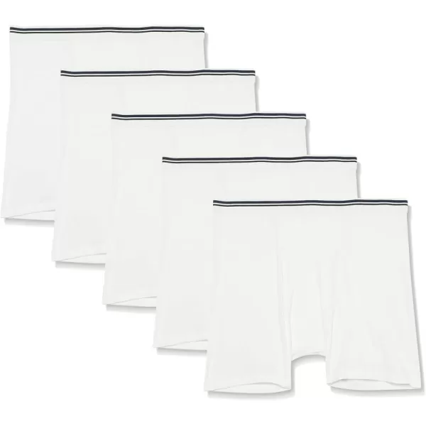 imageAmazon Essentials Mens Comfortable Cotton TagFree Boxer Brief Pack of 5White