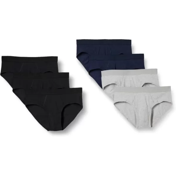 imageAmazon Essentials Mens Cotton Jersey Briefs Pack of 7 Available in Big ampamp TallBlackNavyGrey Heather