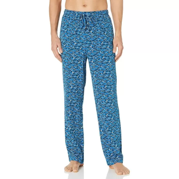 imageAmazon Essentials Mens Cotton Knit Pajama PantBlue White Shark