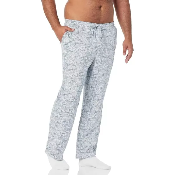 imageAmazon Essentials Mens Cotton Knit Pajama PantGrey Palm Leaf Print