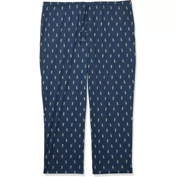 imageAmazon Essentials Mens Cotton Knit Pajama PantNavy Pineapple