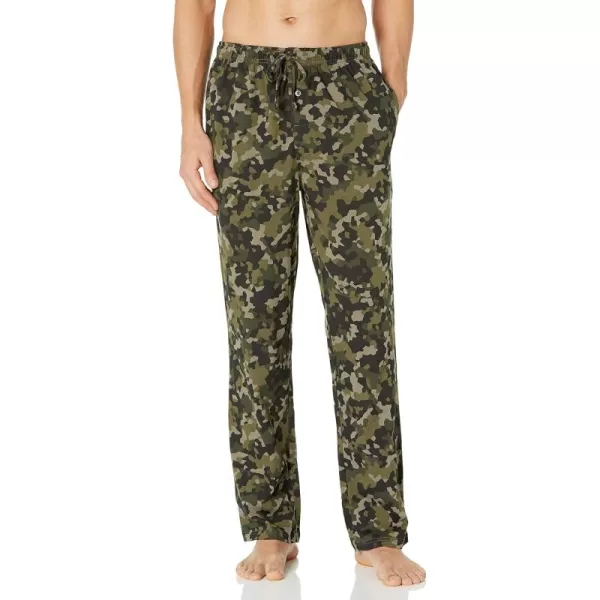 imageAmazon Essentials Mens Cotton Knit Pajama PantOlive Geo Camo